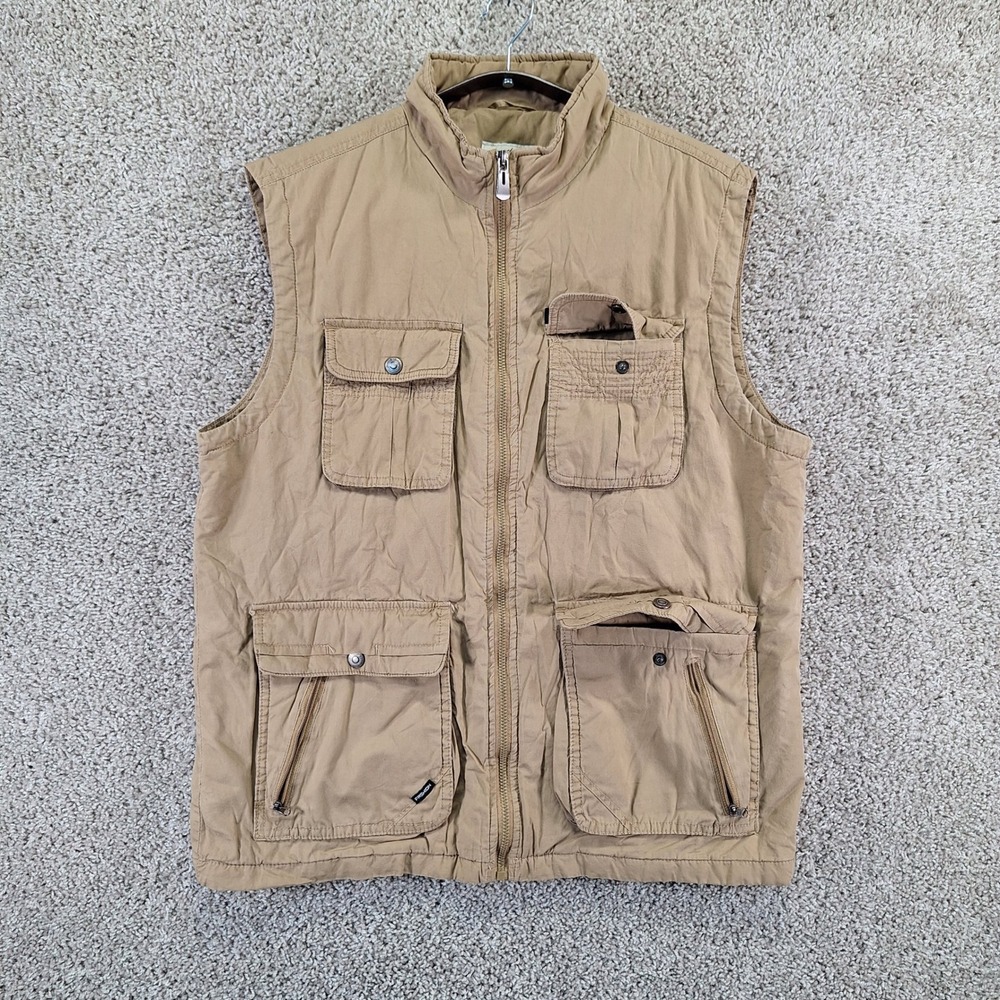 BA PAI Utility Vest Men XXL Tan Struggle Dreamer Give Attitude Cargo Gorpcore